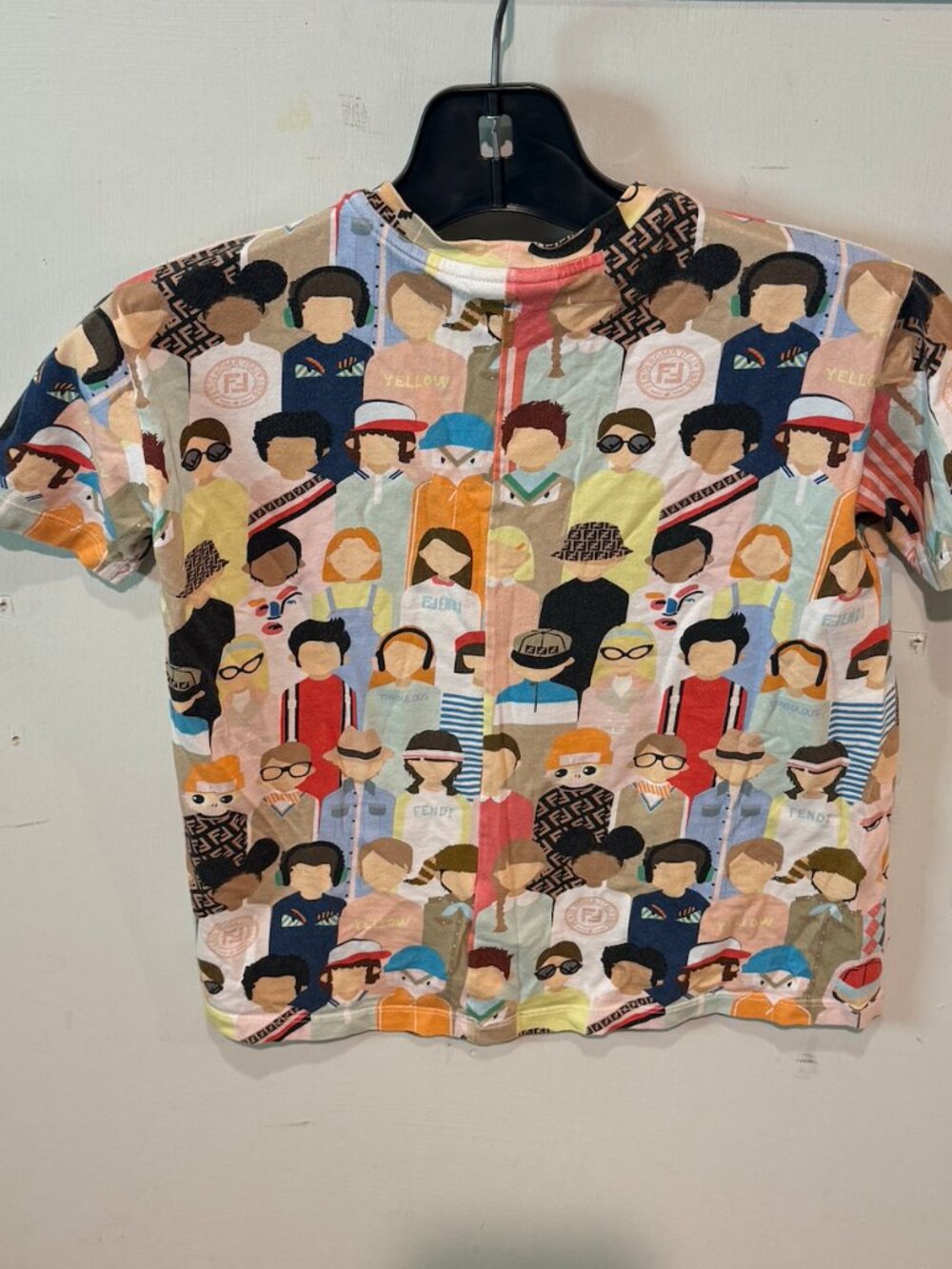 Fendi Kids Shirt Short Sleeve Tee Size 8 A Authentic RARE All-Over-Print AOP - Picture 6 of 14